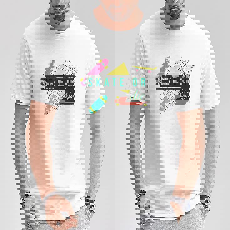 Skate Or Die Retro 90's Style Skater Skateboard Silhouette T-Shirt -  Thegiftio UK