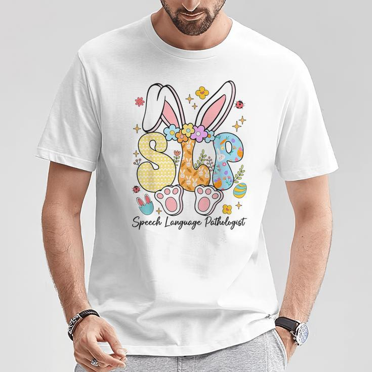 Speech Language Pathologist Bunny Bunnies Happy Easter Slp T-Shirt Unique Gifts