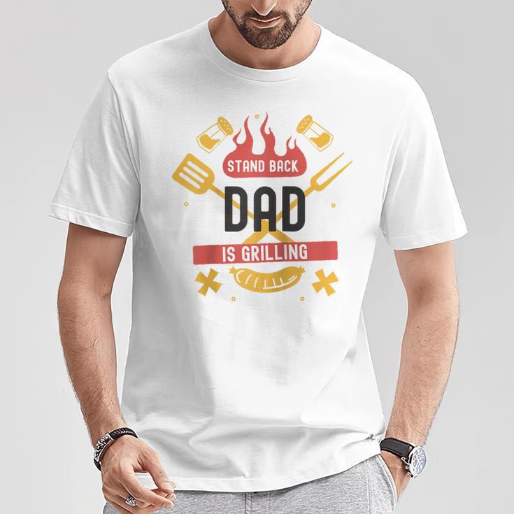 Stand Back Papa Grillt Raglan T-Shirt Lustige Geschenke