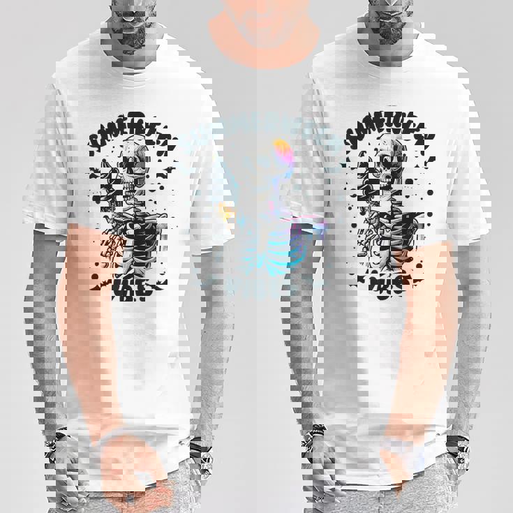 Summerween Vibes Skeleton Ice Cream Summer Vacation T-Shirt Unique Gifts