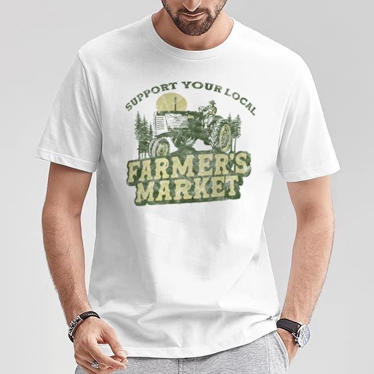 Support Your Local Farmers Market Vintage Tractor Retro T-Shirt Unique Gifts