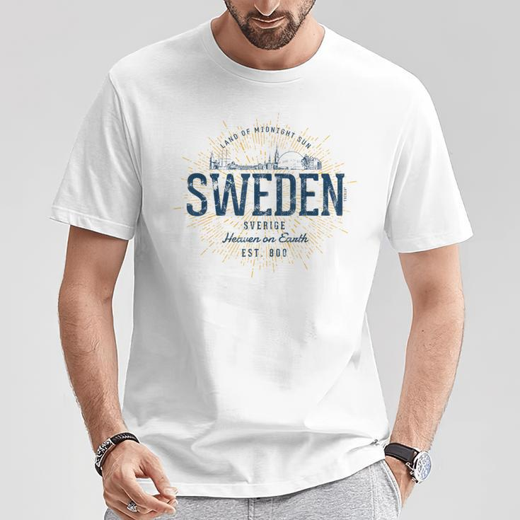 Sweden Retro Style Vintage Sweden White S T-Shirt Lustige Geschenke