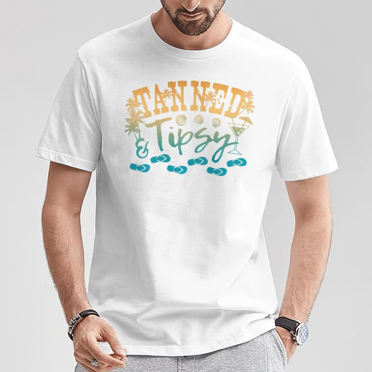 Tanned Tipsy Day Drinking Beach Summer Palms Sandals T-Shirt Unique Gifts