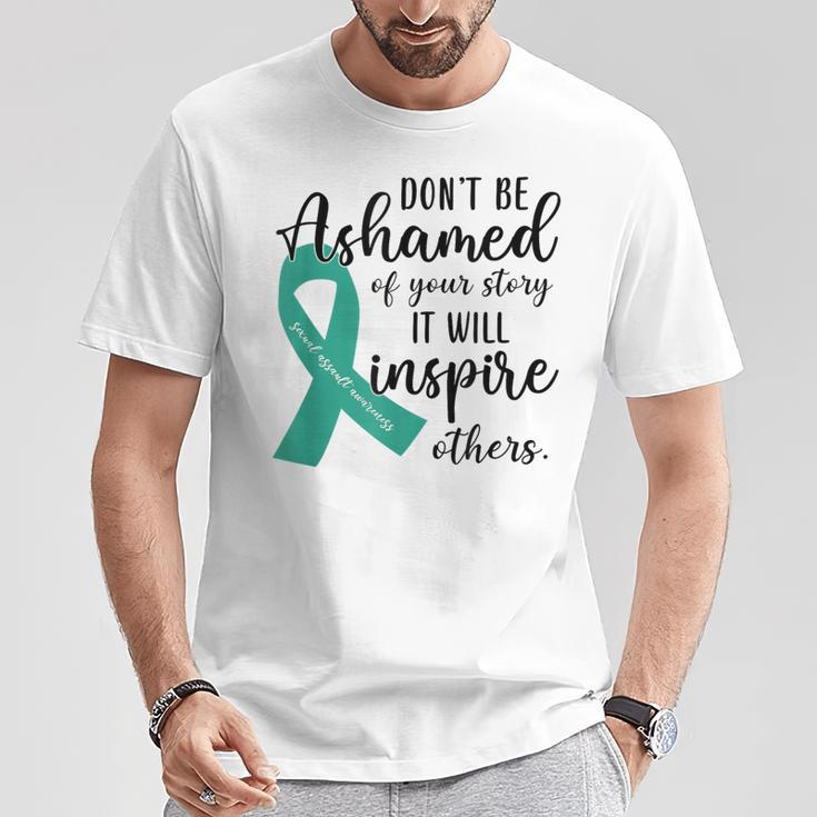 Teal Ribbon Support Squad Sexual Assault Awareness Month T-Shirt Unique Gifts