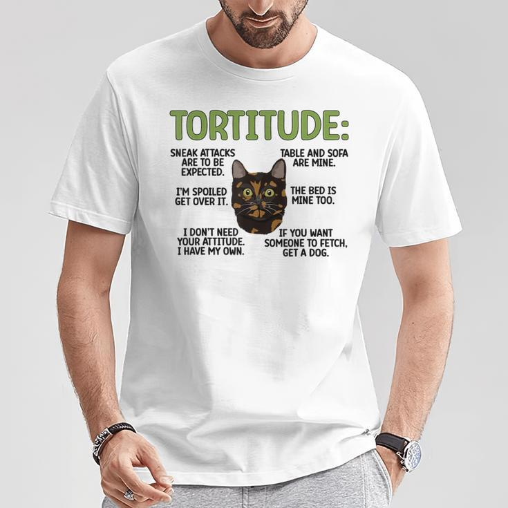 Tortitude Tortie Cat Lover Tortoiseshell Cat Owner T-Shirt Unique Gifts