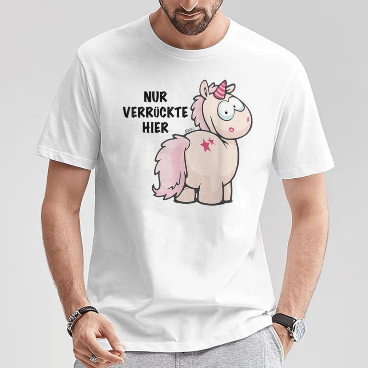Unicorn Nur Verrückte Hier By Nici T-Shirt Lustige Geschenke