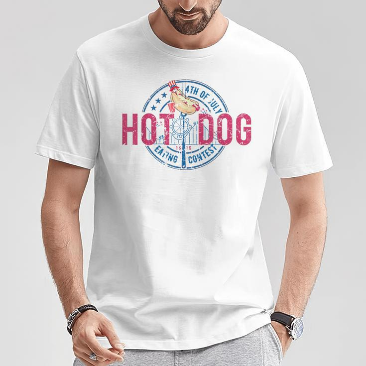 Vintage 4Th Of July Hot Dog Eating Contest Hot Dog T-Shirt Unique Gifts