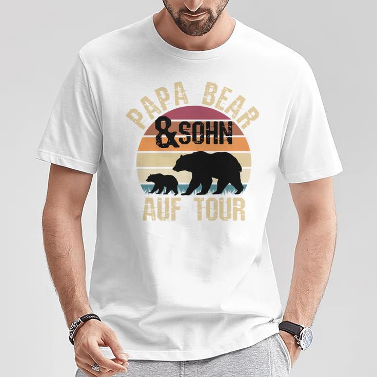 Vintage Papa Bear Und Sohn Auf Tour Wandern Campenatertag T-Shirt Lustige Geschenke