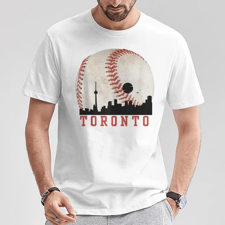 Vintage Toronto Cityscape Travel Theme With Baseball Graphic T-Shirt Unique Gifts