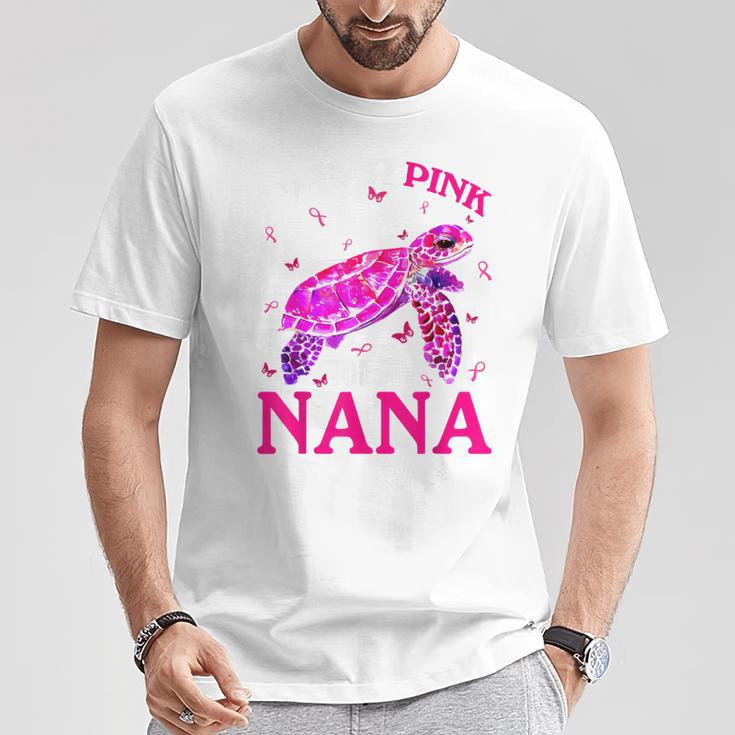 I Wear Pink For My Nana Breast Cancer Turtle T-Shirt Unique Gifts