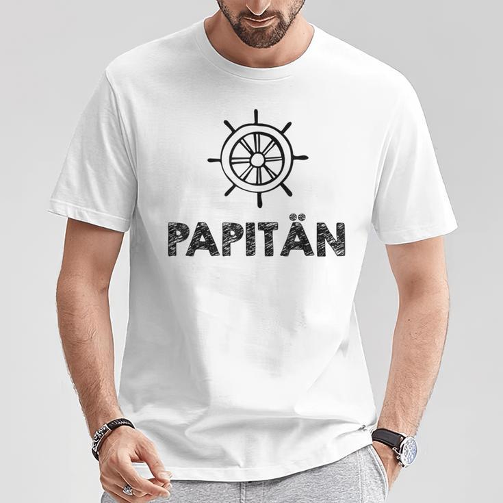 Weltbester Papiatertag Steuerrad Papa Segeln Mittelmeer T-Shirt Lustige Geschenke