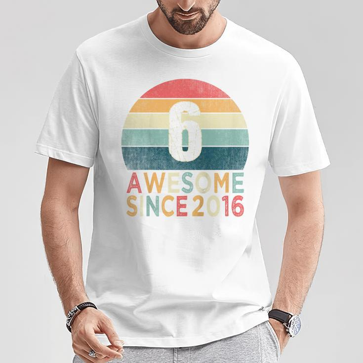 Youth 6Th Birthday Vintage Retro 6 Years Old Awesome Since 2016 T-Shirt Unique Gifts