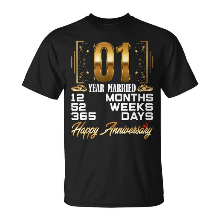 1 Year Of Married 1St Wedding Anniversary T-Shirt