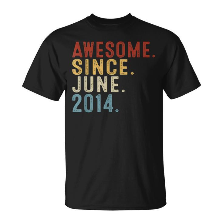 10 Year Old Awesome Since June 2014 10Th Birthday Boy T-Shirt
