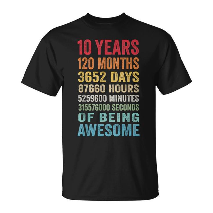 10 Years Old 10Th Birthday Vintage Retro 120 Months T-Shirt