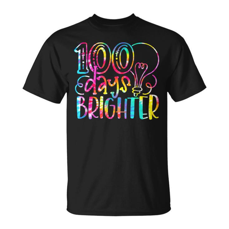 100 Days Brighter Student Happy 100Th Day Of School Tie Dye T-Shirt