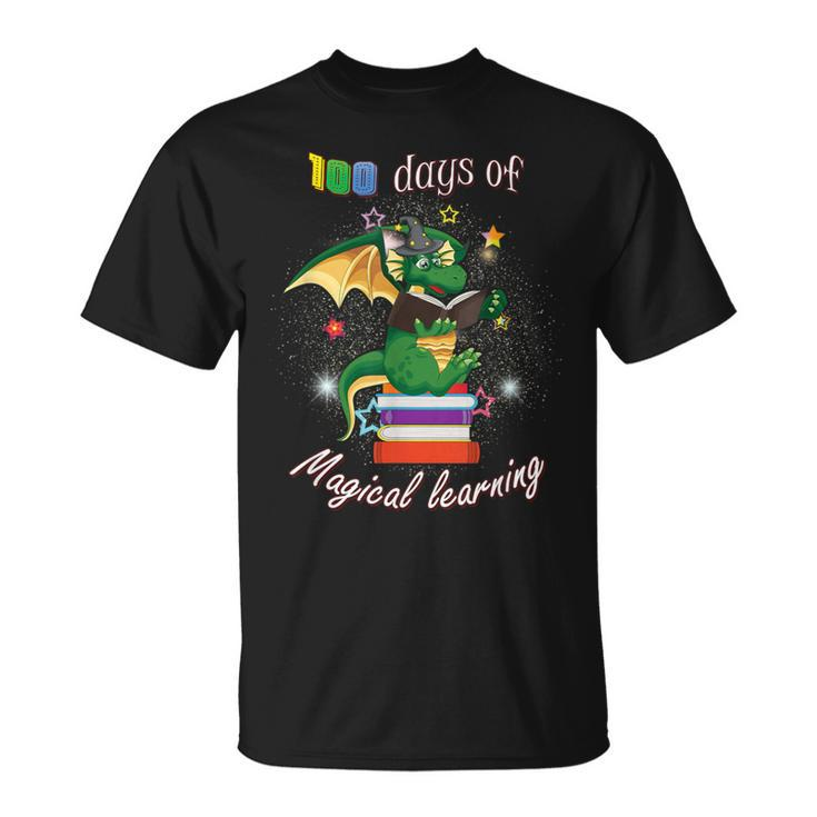 100 Days Of School Magical Learning Book Dragon Teacher T-Shirt