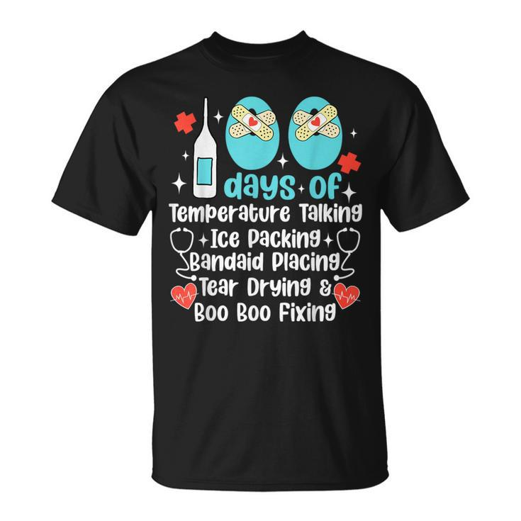 100 Days Of Temperature Taking Happy 100 Day Of School Nurse T-Shirt