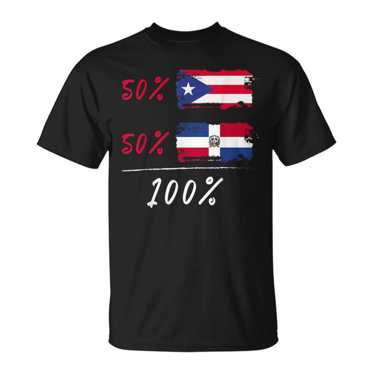 100 Per Cent For A Puerto Rico & Dominican Flag T-Shirt