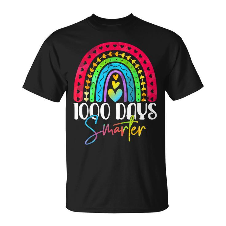 1000 Days Smarter Happy 1000Th Day Of School Rainbow T-Shirt