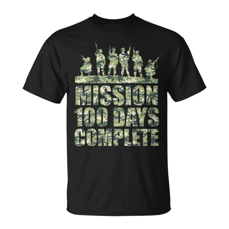 100Th Day Of School Army Military Boys Camo Green T-Shirt