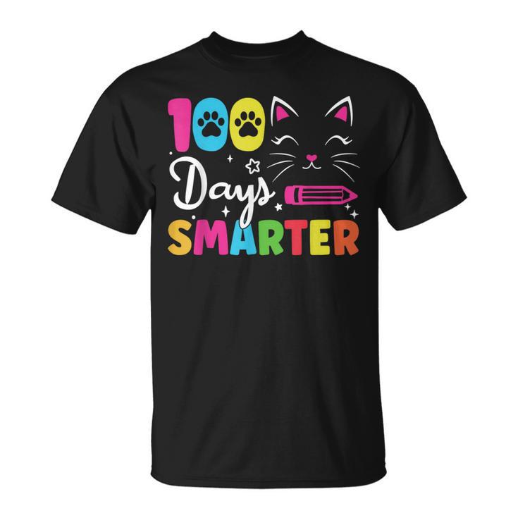 100Th Day Of School Students 100 Days Love Of Cats Smarter T-Shirt