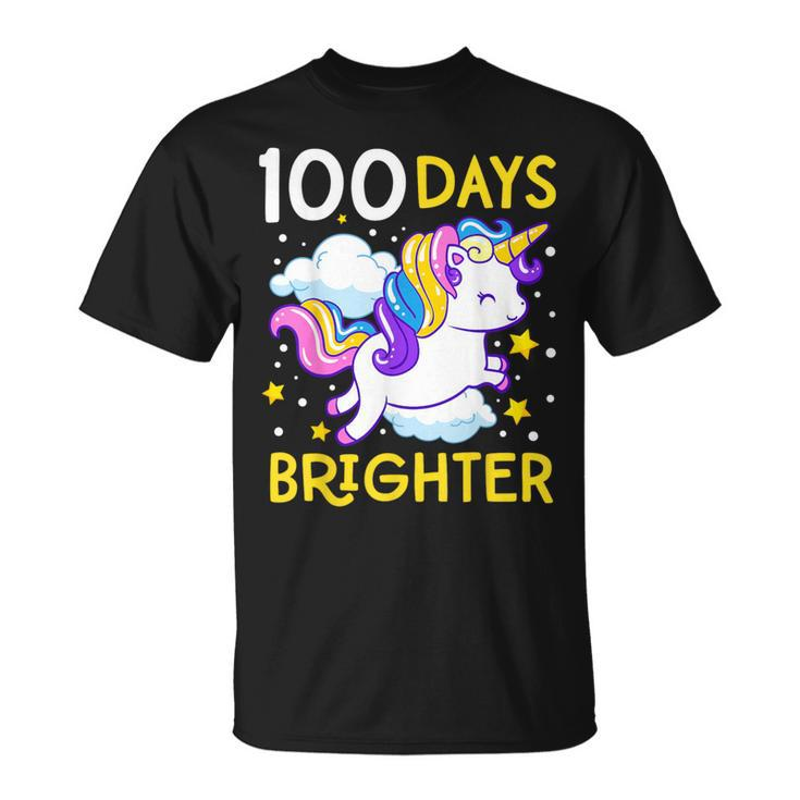 100Th Day Of School Unicorn 100 Days Brighter Kindergarten T-Shirt
