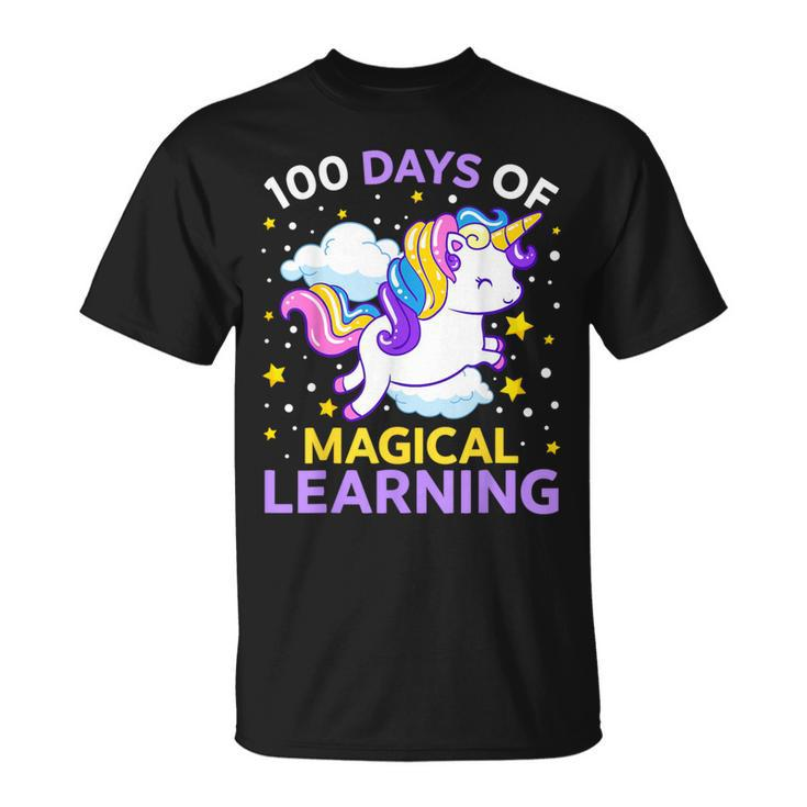 100Th Day Of School Unicorn Girls 100 Days Of Kindergarten T-Shirt
