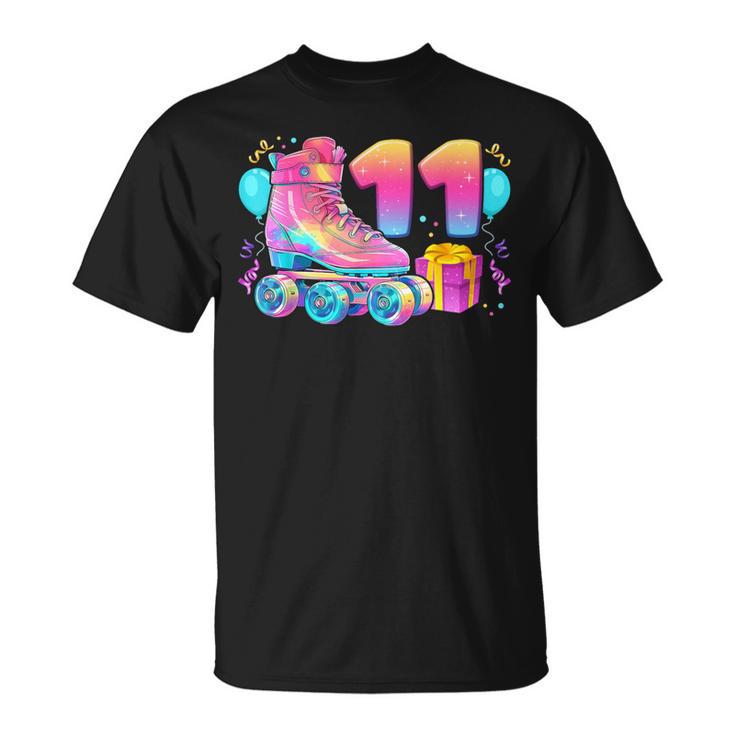 11º Cumpleaños Niña 11 Años Patines Número 11 Camiseta unisex