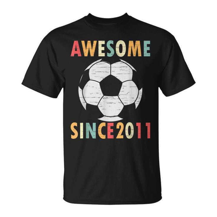 11Th Birthday Soccer Lover 11 Years Old Vintage Retro T-Shirt