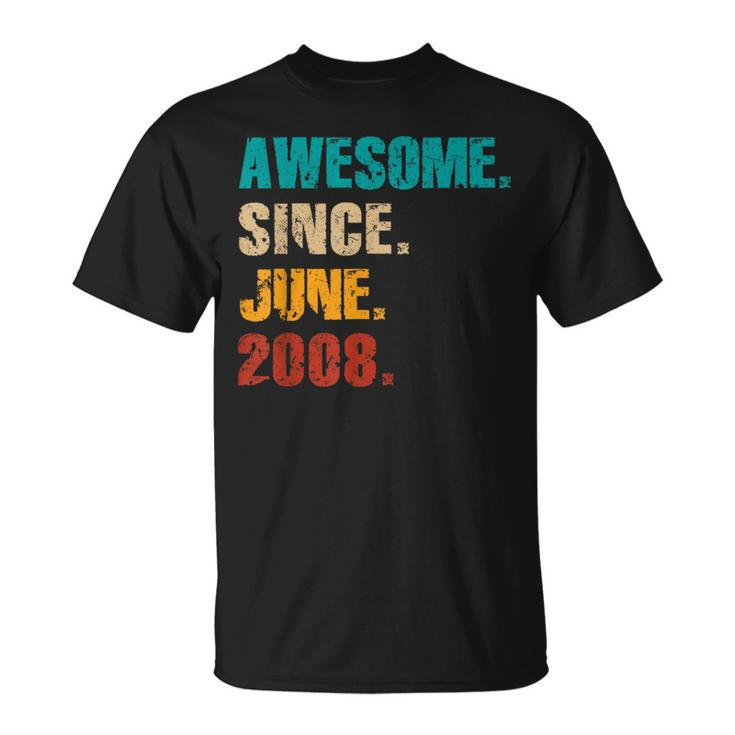16 Year Old Vintage Awesome Since June 2008 16Th Birthday T-Shirt