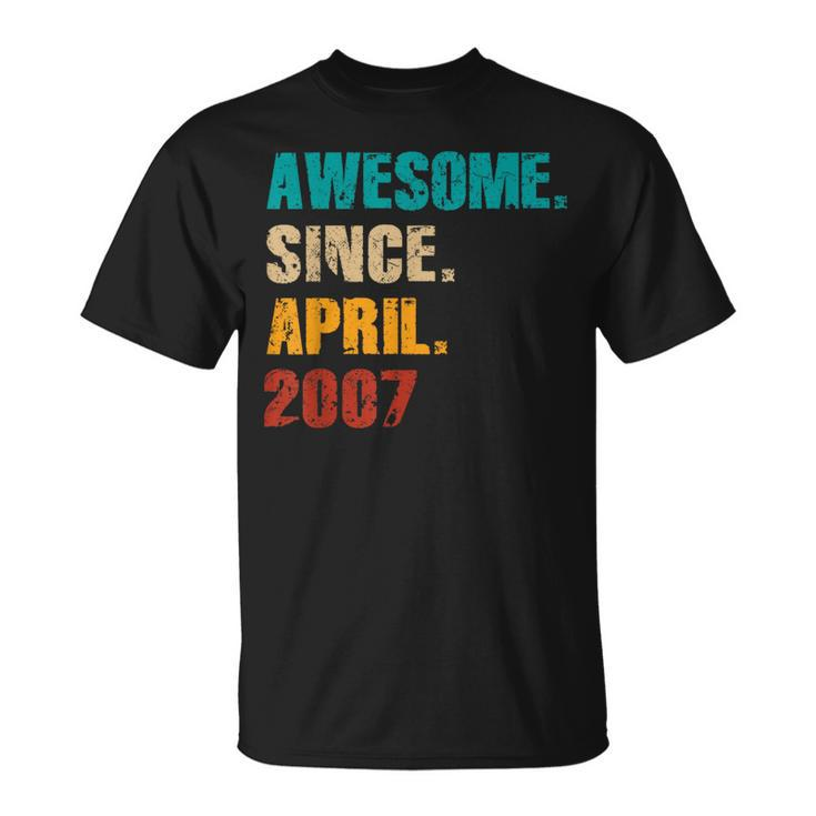 17 Year Old Vintage Awesome Since April 2007 17Th Birthday T-Shirt
