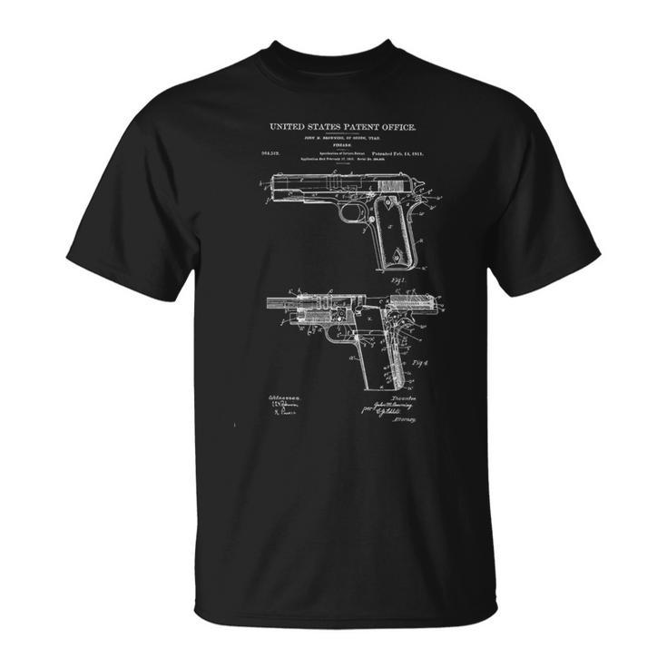 1911 Retro Vintage Handgun Diagram Blueprint Pistol 45Acp T-Shirt