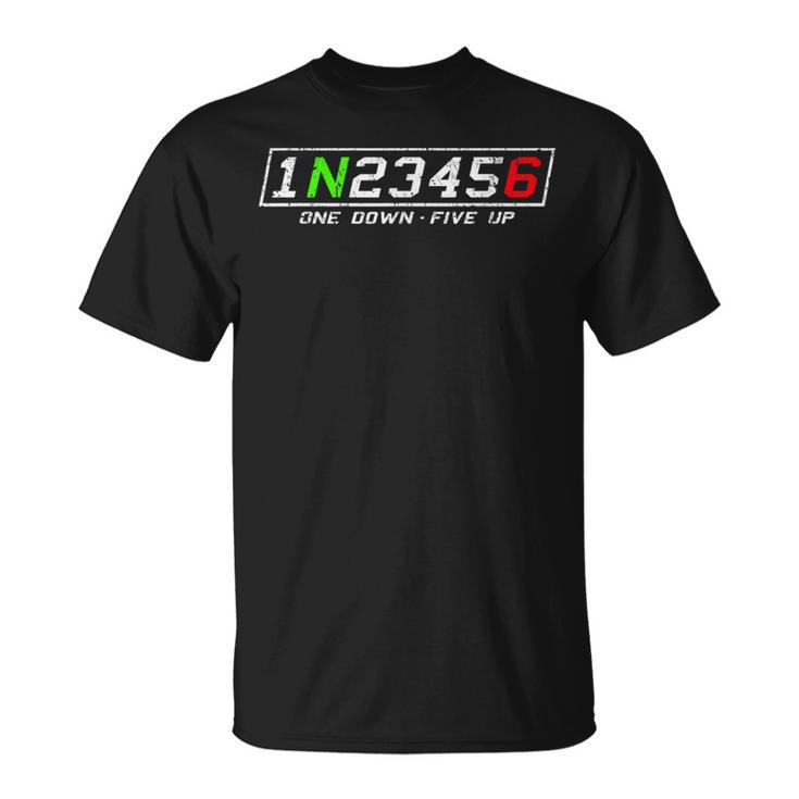 1N23456 Motorcycle Gear Shift Pattern For Biker Motorcyclist T-Shirt