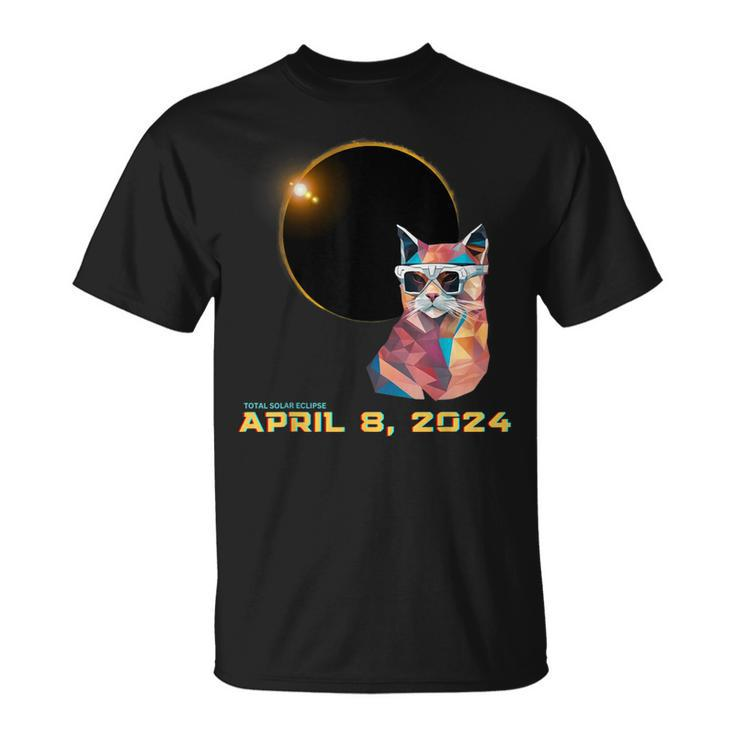 2024 Solar Eclipse Cat Wearing Solar Glasses Eclipse T-Shirt