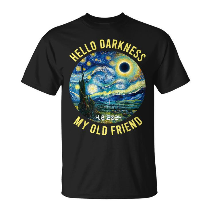 2024 Solar Eclipse Hello Darkness My Old Friend Starry Night T-Shirt