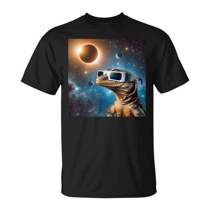 2024 Solar Eclipse Lizard Wearing Glasses Totality T-Shirt