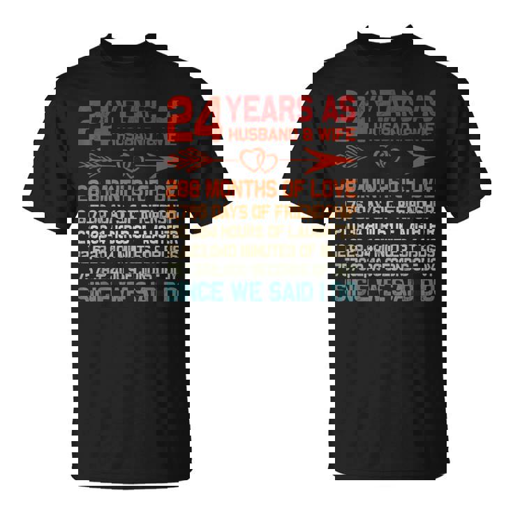 24 Years As Husband & Wife 24Th Anniversary For Couple T-Shirt