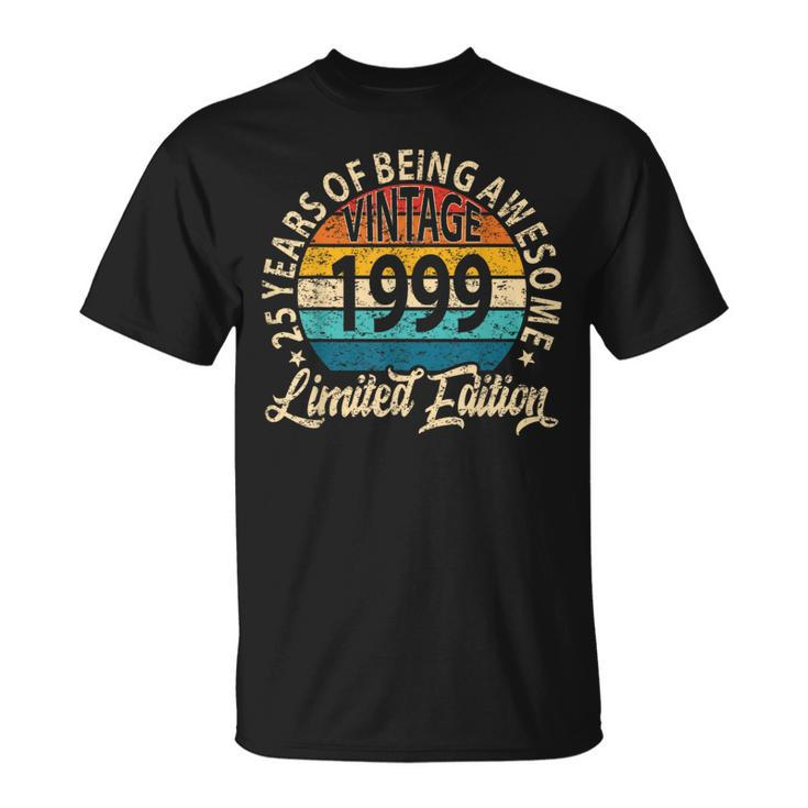 25 Years Of Being Awesome Vintage 1999 Bday 25Th Birthday T-Shirt