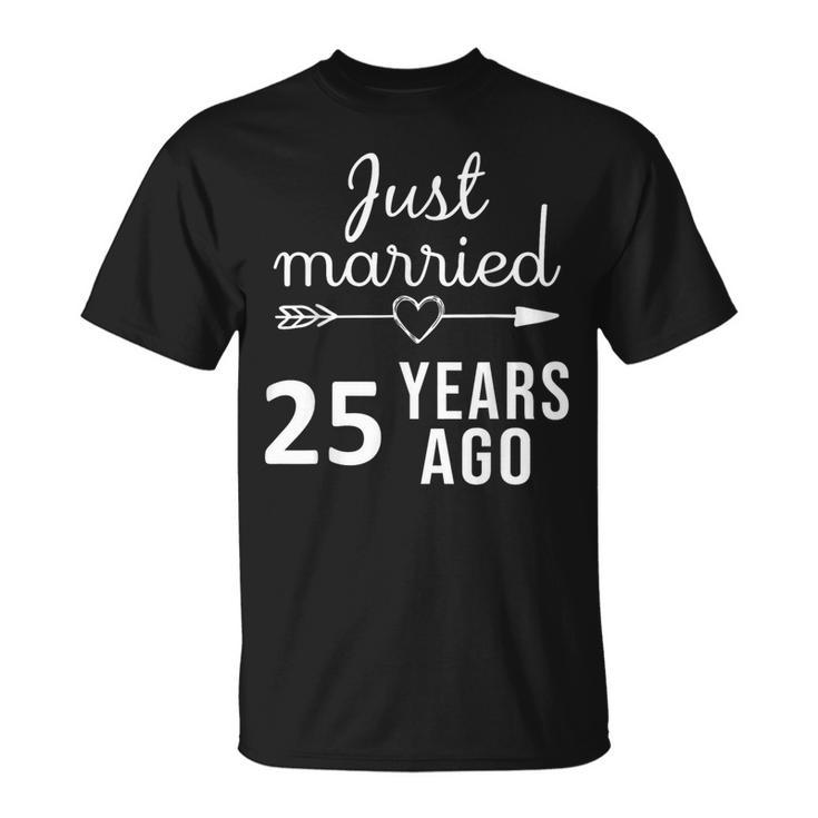 25Th Marriage Anniversary Just Married 25 Years Ago T-Shirt