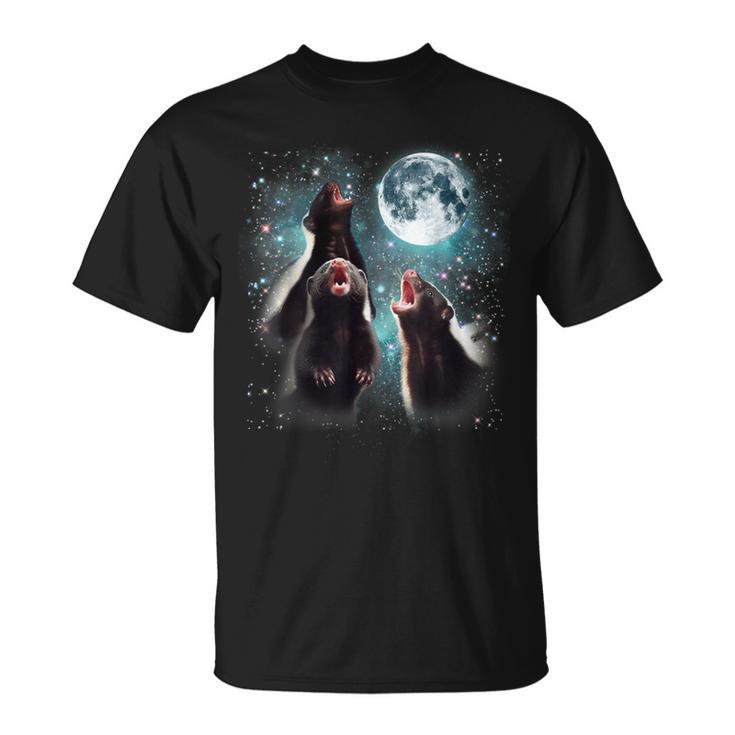 3 Skunk Head 3 Skunk Moon Howling For Men Women Kid T-Shirt