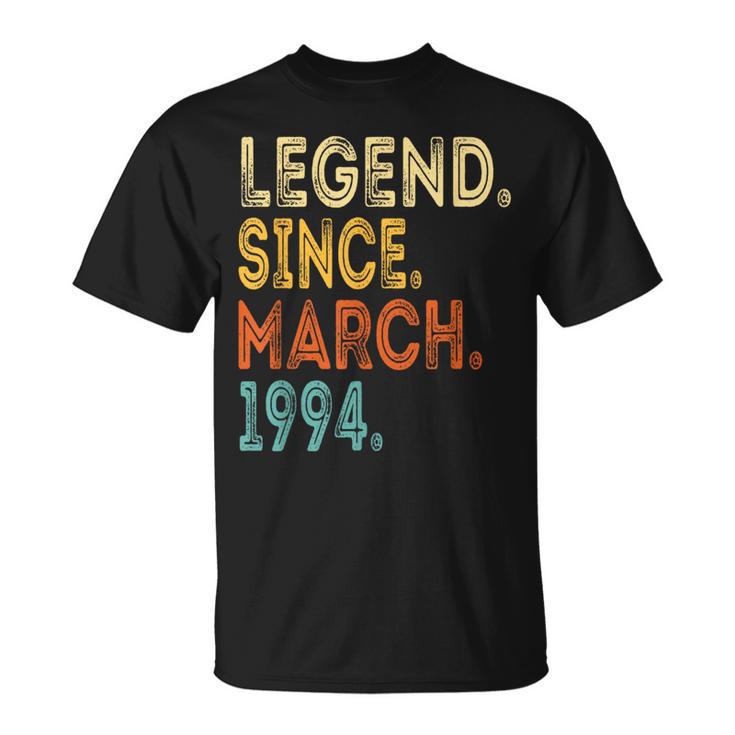 30 Years Old Legend Since March 1994 30Th Birthday T-Shirt