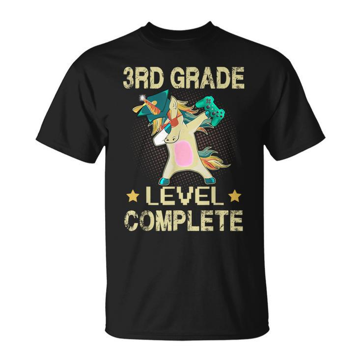 3Rd Grade Level Complete Gamer 2024 Graduation Unicorn Dab T-Shirt
