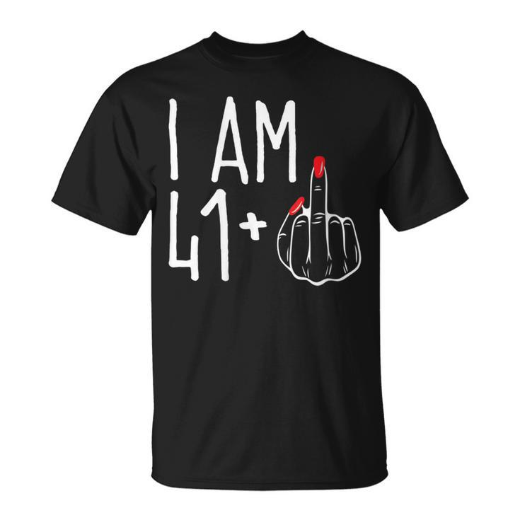 I Am 41 Plus 1 Middle Finger 42Nd Women's Birthday T-Shirt