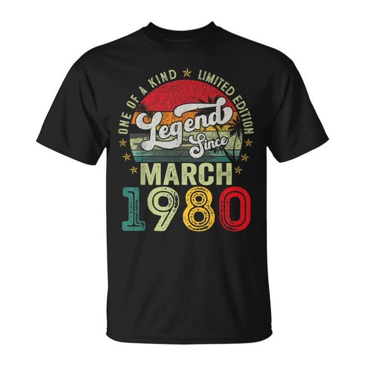 44 Years Old Legend Since March 1980 44Th Birthday Men T-Shirt