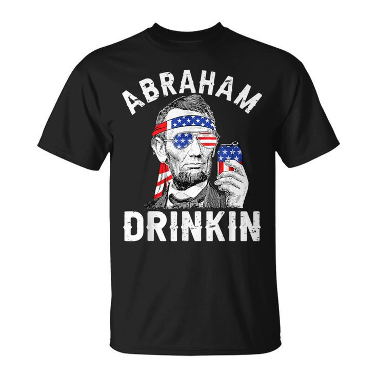 4Th Of July Abraham Drinking Merica Abe Lincoln Beer Lover T-Shirt