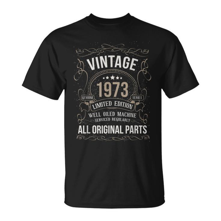 50 Birthday Vintage 1973 Original Parts Car Enthusiast T-Shirt