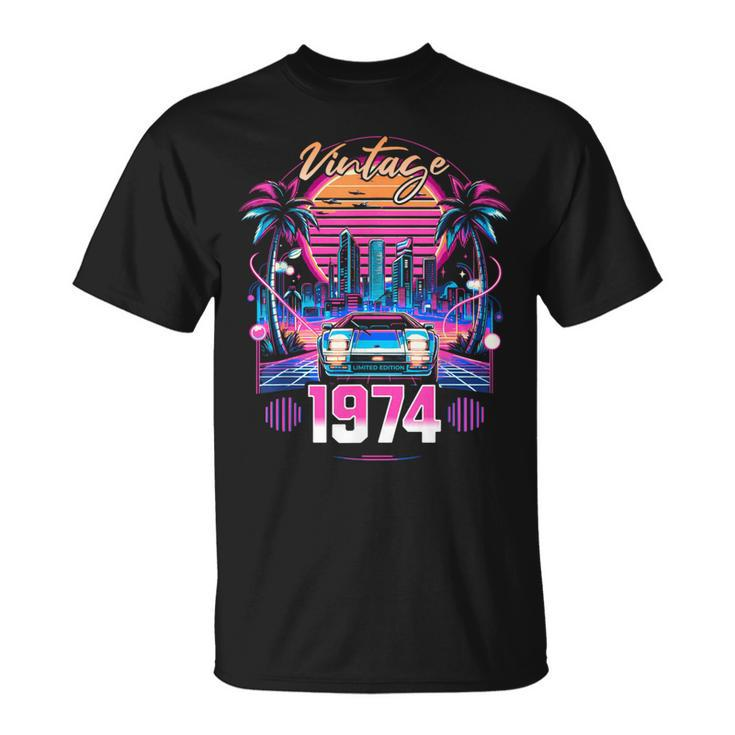 50 Years Old Synthwave Aesthetic Vintage 1974 50Th Birthday T-Shirt