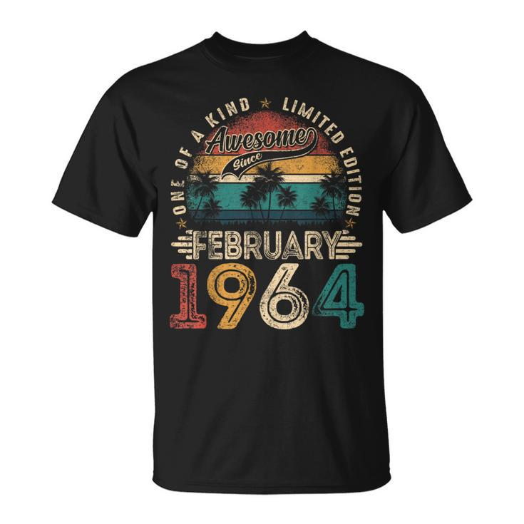 60 Years Old Vintage February 1964 60Th Birthday Men T-Shirt