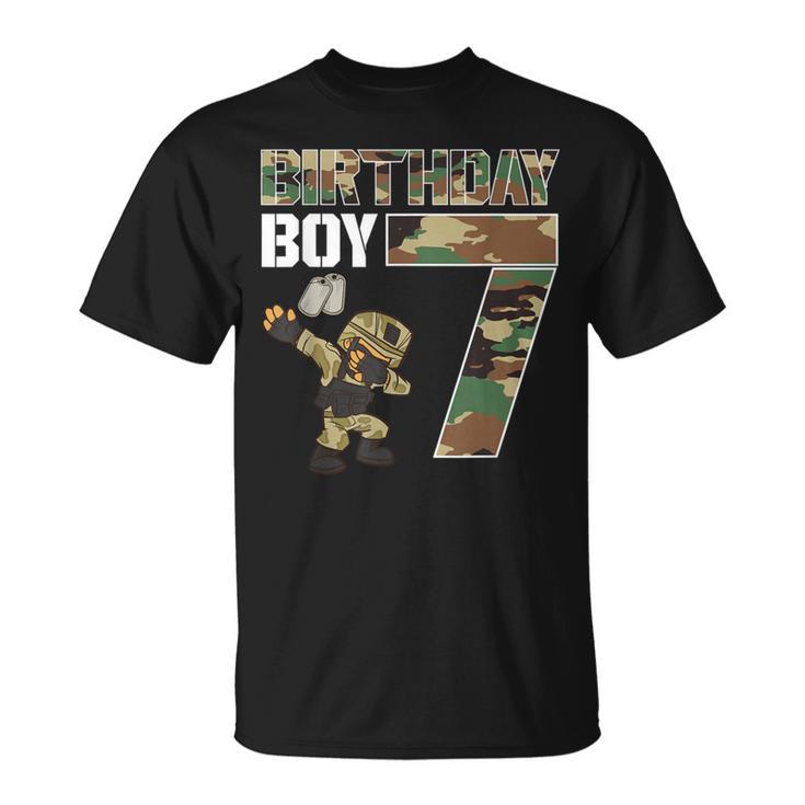 7 Year Old Boy Military Army 7Th Birthday Boy T-Shirt